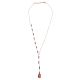 Red and Pearl Beaded Y Necklace with Kundan Bell Pendant